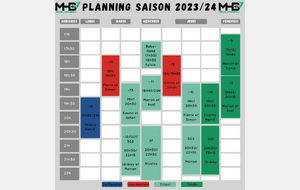 Planning entrainements MHB saison 2023 / 2024 